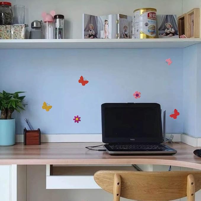 Glitter Foam Flower and Butterfly Shapes Stickers, Self-Adhesive Stickers Kid's