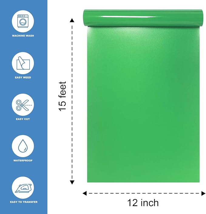 Fruit Green Heat Transfer Vinyl HTV Roll Matte PU 12" x 15 ft. | Easy to Cut