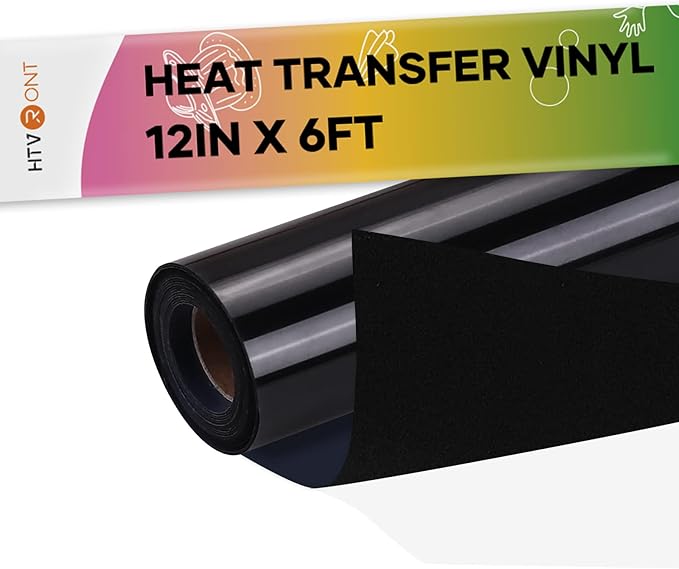 HTVRONT Black Flock HTV Heat Transfer Vinyl-12 x 6FT Flock HTV Vinyl Roll