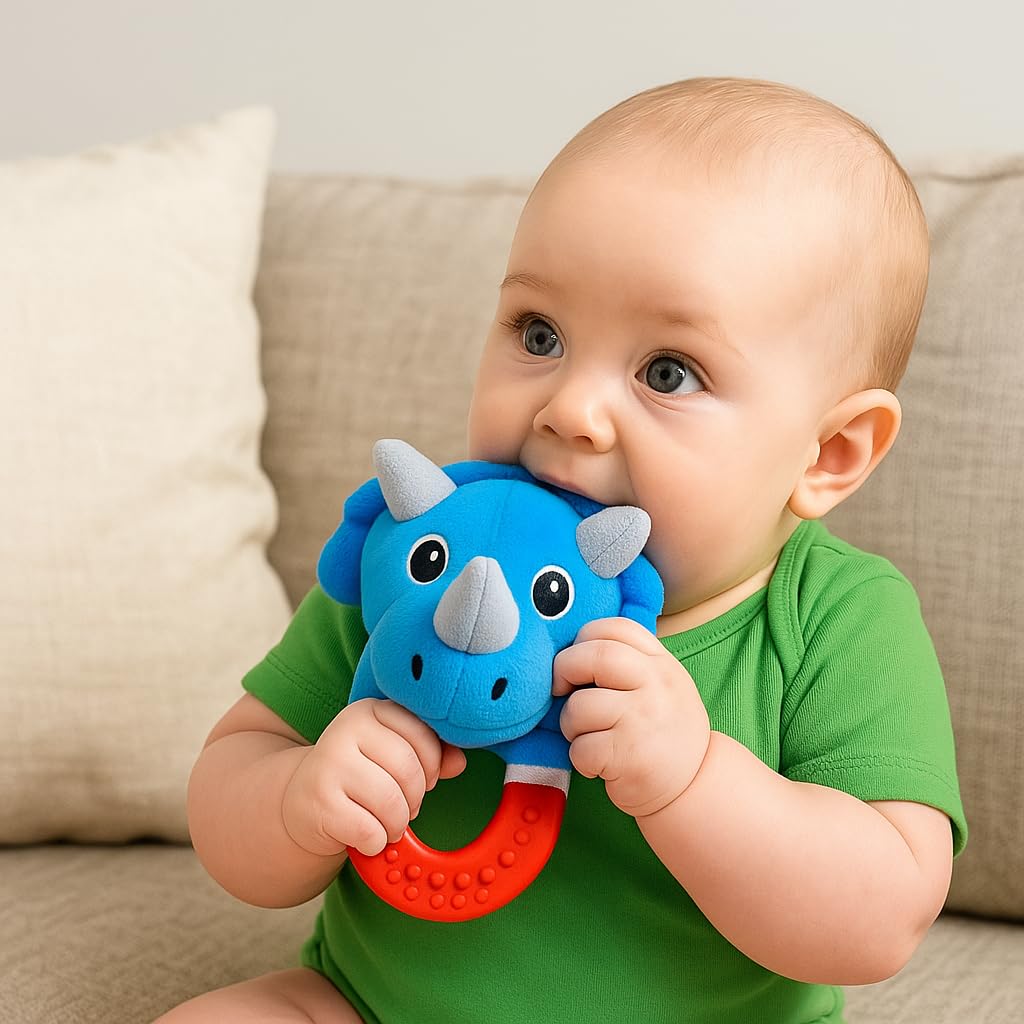 Wristy Buddy Teething Ring for Babies 0-6 8 10 12 Months | Cute Soft Animal Teething Toys & Gloves | Baby Teething Relief Toy Pack | Infant Chew Toys for 3-6 Months, 1 2 3 Years