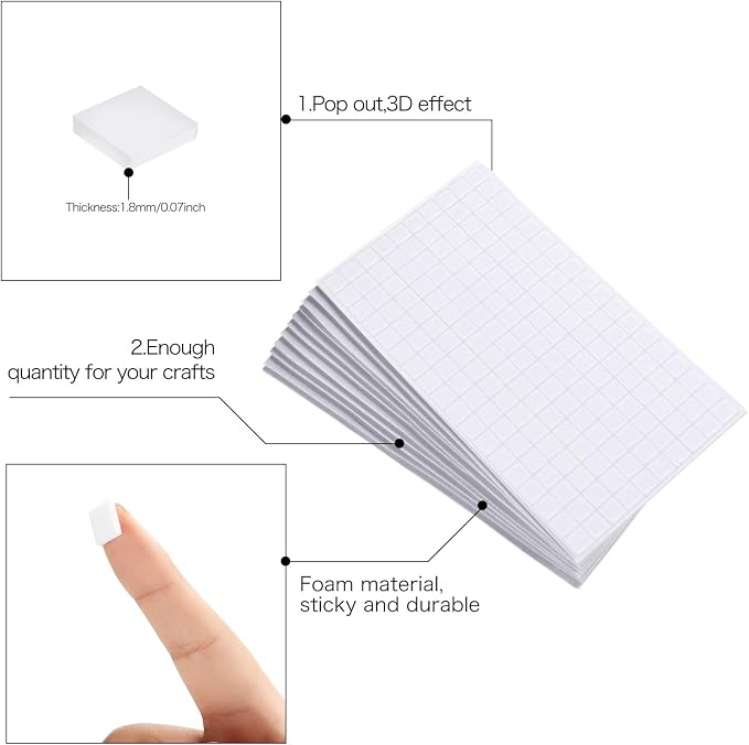 Outus 12 Sheets Foam Adhesive Squares, 2160 Pieces Double Sided Pop Foam Squares