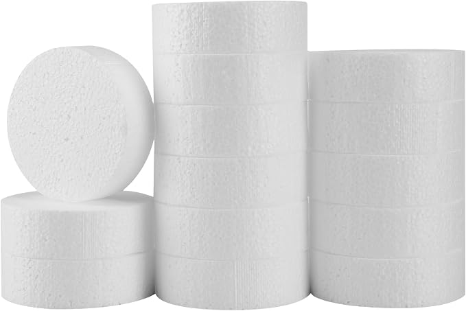FFchuanhe 14 Pack Crafts Foam Circles 3 inch, Polystyrene Round Foam Discs