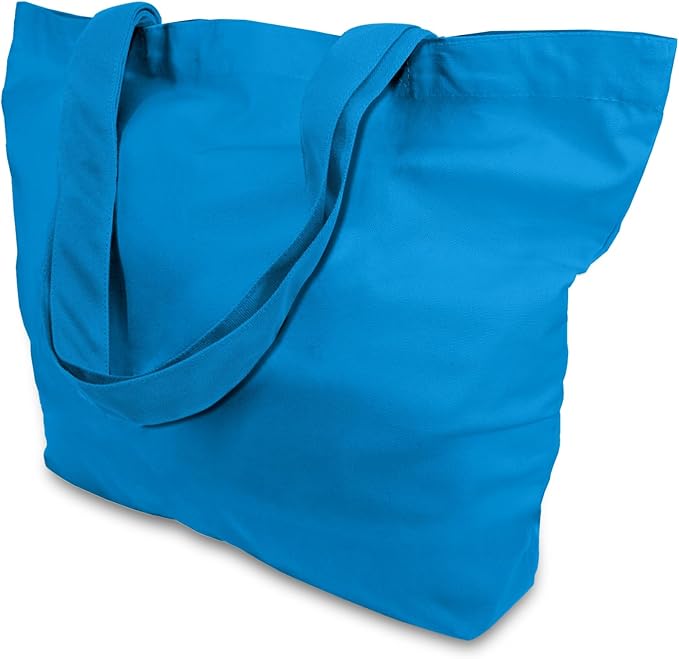 TOPDesign 3-Pack Super Strong Large 12oz Cotton Canvas Tote Bags, Reusable