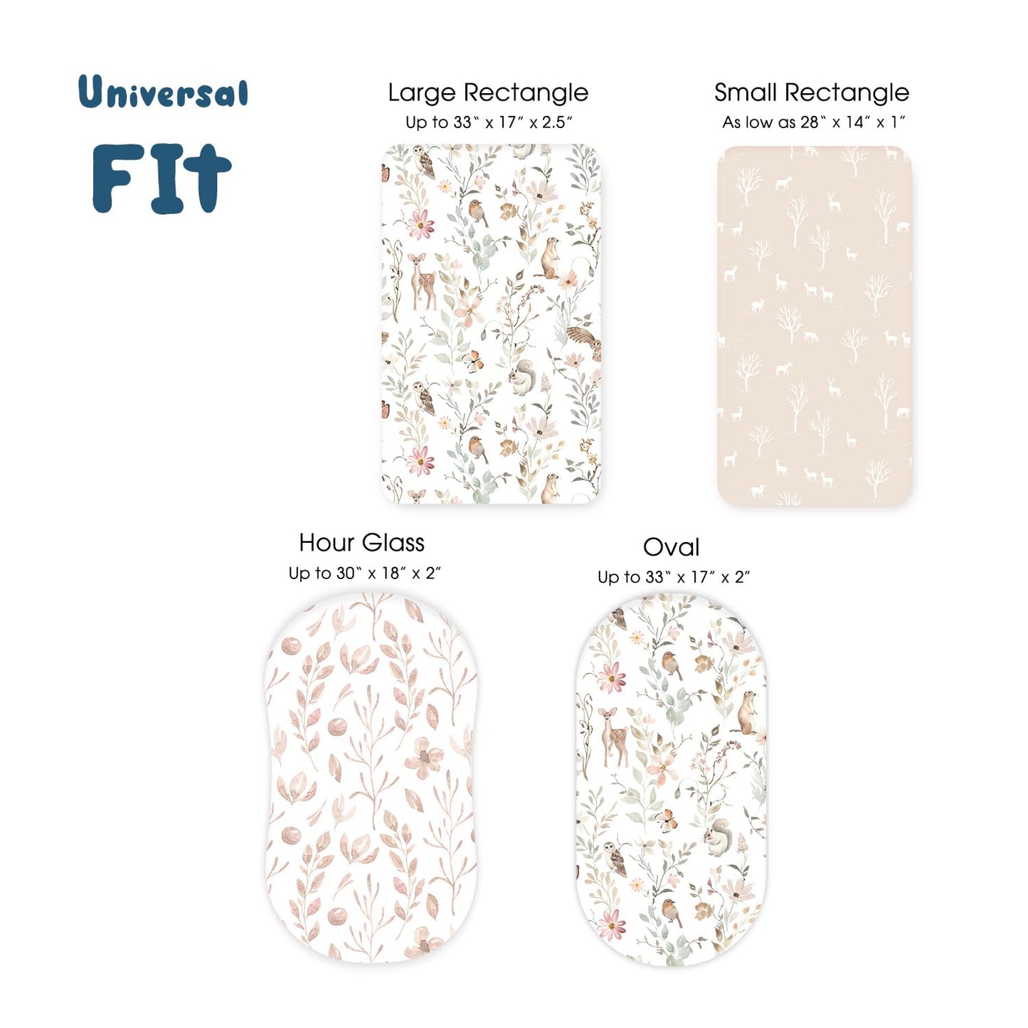 GRSSDER Stretchy Ultra Soft Fitted Bassinet Sheets 3 Pack, Universal Fit for Baby Cradle Moses Basket Oval Rectangle Mattress Safe and Snug, Beautiful Blush Pink Floral Bassinet Sheet for Girls