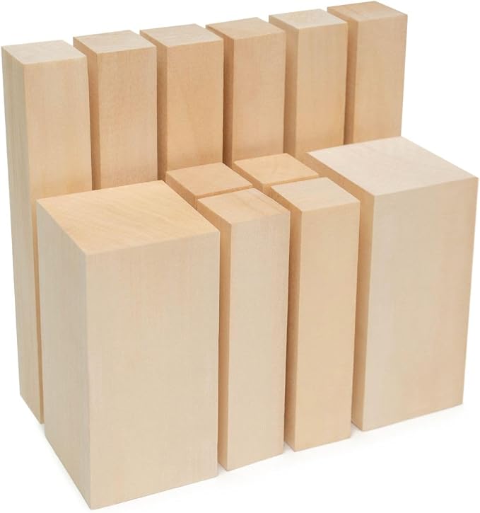 BeaverCraft Basswood Carving Blocks BW12 pcs Whittling Wood Set