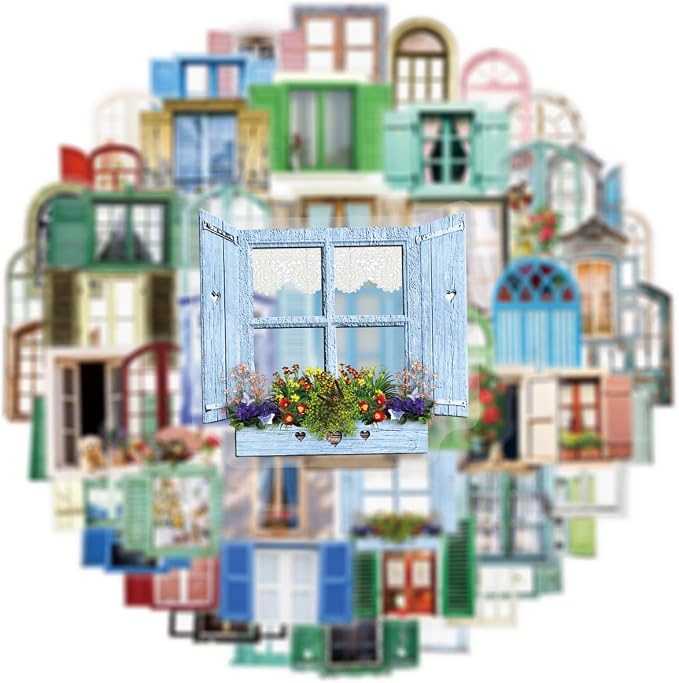 50PCS Window Flower Stickers Aesthetic PET Transparent Beside The Window Decal