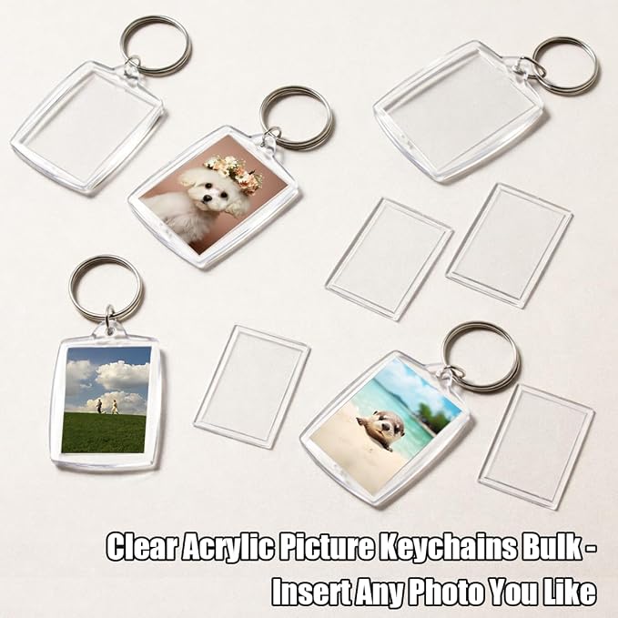 REDANHA 12pcs Acrylic Photo Frame Keychain Holder 2 x 3 In Picture Insert Blank