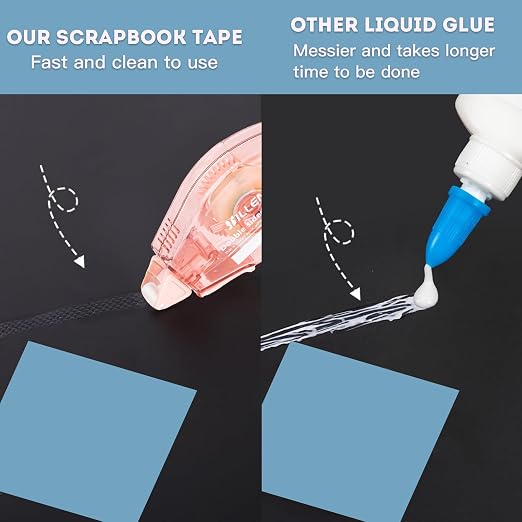Amanbo 6 Pack Glue Tape for Scrapbooking, Scrapbook Double Sided Tape Roller