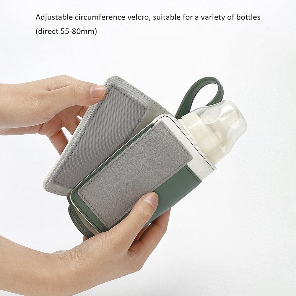3 Temperature Adjustable Portable Baby Bottle Warmer, Portable Car Travel Bottle Warmer USB Milk Heat Keeper for Home and on The Go (Green)