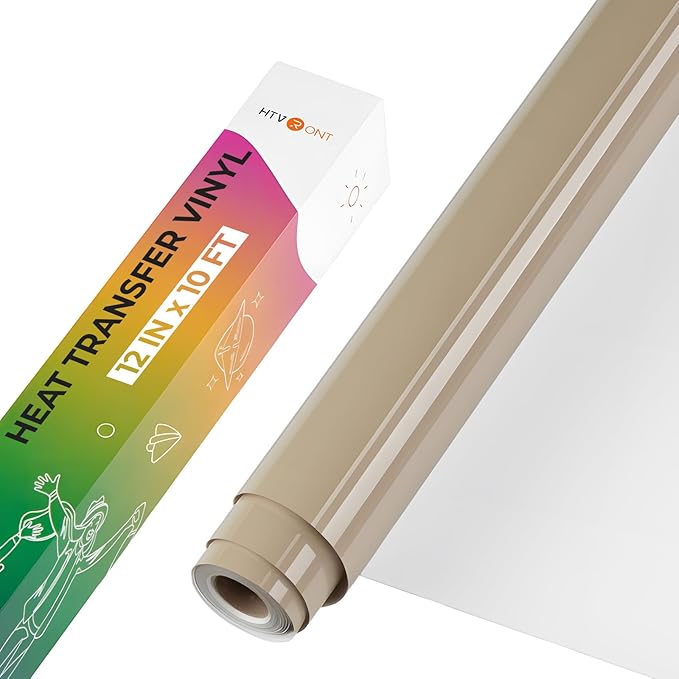 HTVRONT Heat Transfer Vinyl, Camel HTV, 12 x 10FT HTV Vinyl Roll | Camel Iron