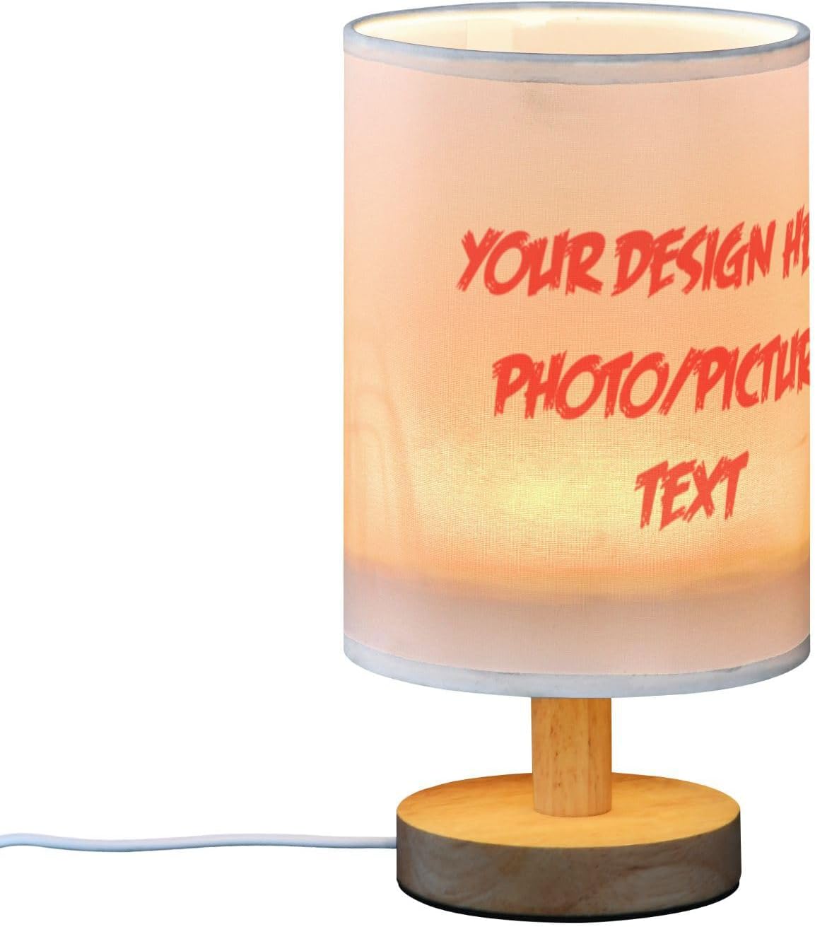 Dussdil Custom Name Photo Table Lamp Customize Bedroom Bedside Night Desk Lamps Cylinder Nightstand Sleeping Light Lamp for Party Living Room Office Decor
