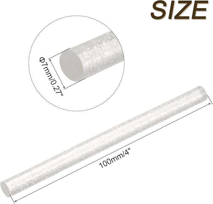 uxcell Mini Hot Glue Sticks for Glue Gun 7mm x 100mm Glitter Transparent White