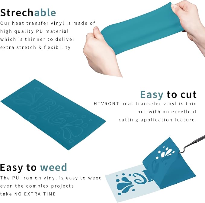 HTVRONT Teal Heat Transfer Vinyl