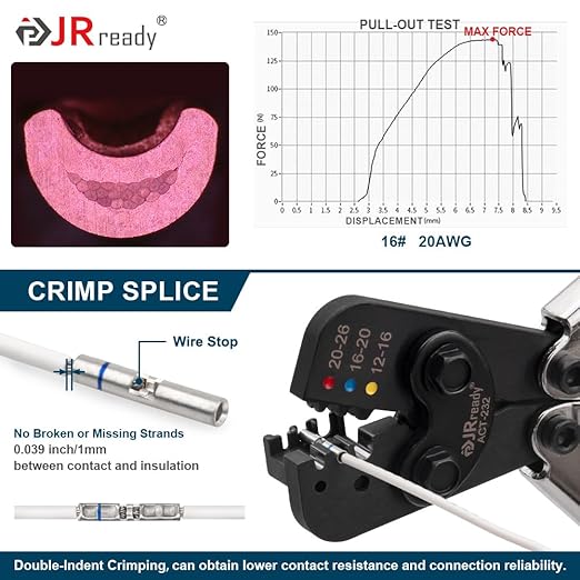 JRready ST6488-12-100 M81824/1 Series Waterproof Heat-Shrinkable Splice Kit 100Sets Butt Crimp Splices16-12AWG with PVDF Tubes Butt Splice Connectors with ACT-232 Crimp Tool G411 Go-No Go Gauge