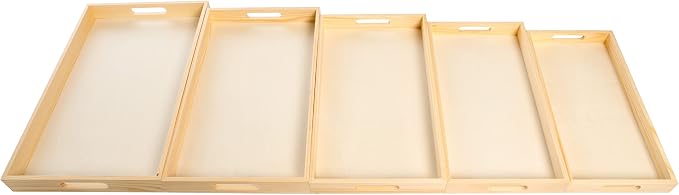 Wooden Nested Serving Trays, Unfinished Rectangle Trays