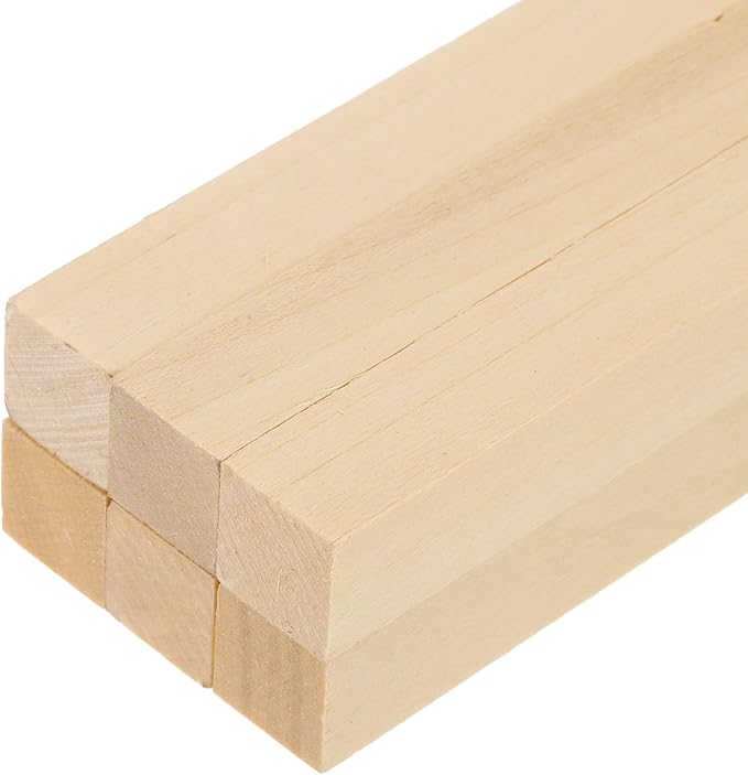 MECCANIXITY 6Pcs Basswood Sticks, 1/2" x 1/2" x 16" Square Wooden Dowel Rods
