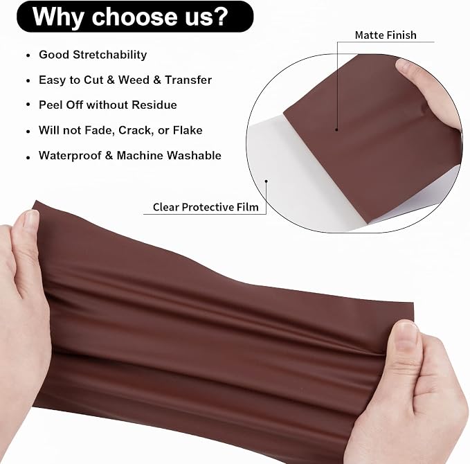 VINYL FROG Brown Heat Transfer Vinyl Roll 12" x12ft Matte HTV Vinyl | Brown