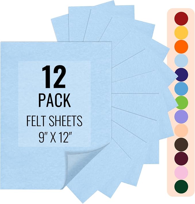 IONTACH 9" X 12" Felt Fabric Sheets 1.6mm Thick | Soft Felt