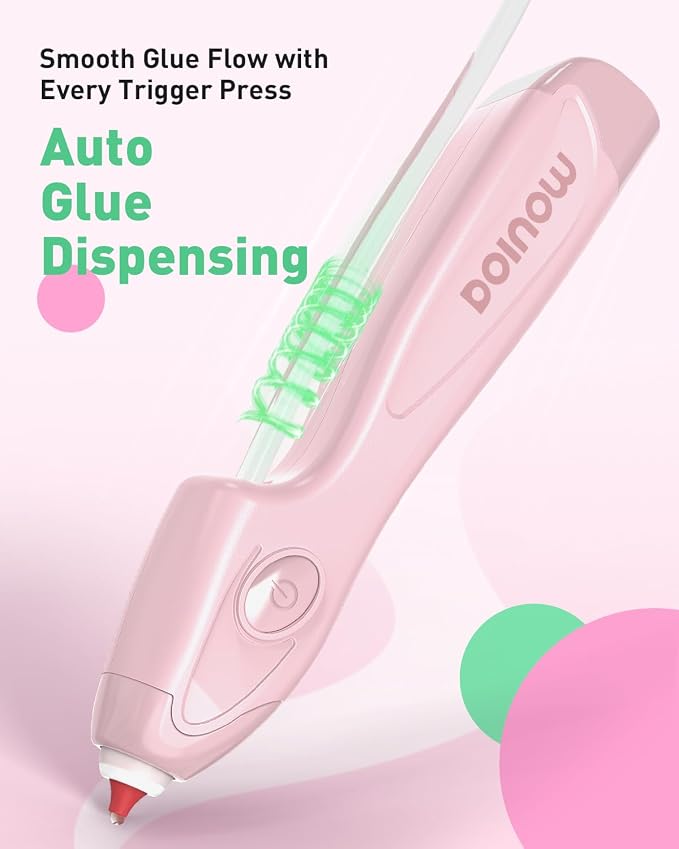 Pink Hot Glue Gun Cordless & Rechargeable, Auto Dispensing Mini Hot Glue Gun
