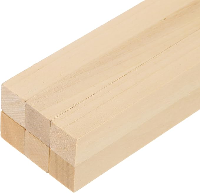 MECCANIXITY 6Pcs Basswood Sticks, 5/16" x 5/16" x 10" Square Wooden Dowel Rods