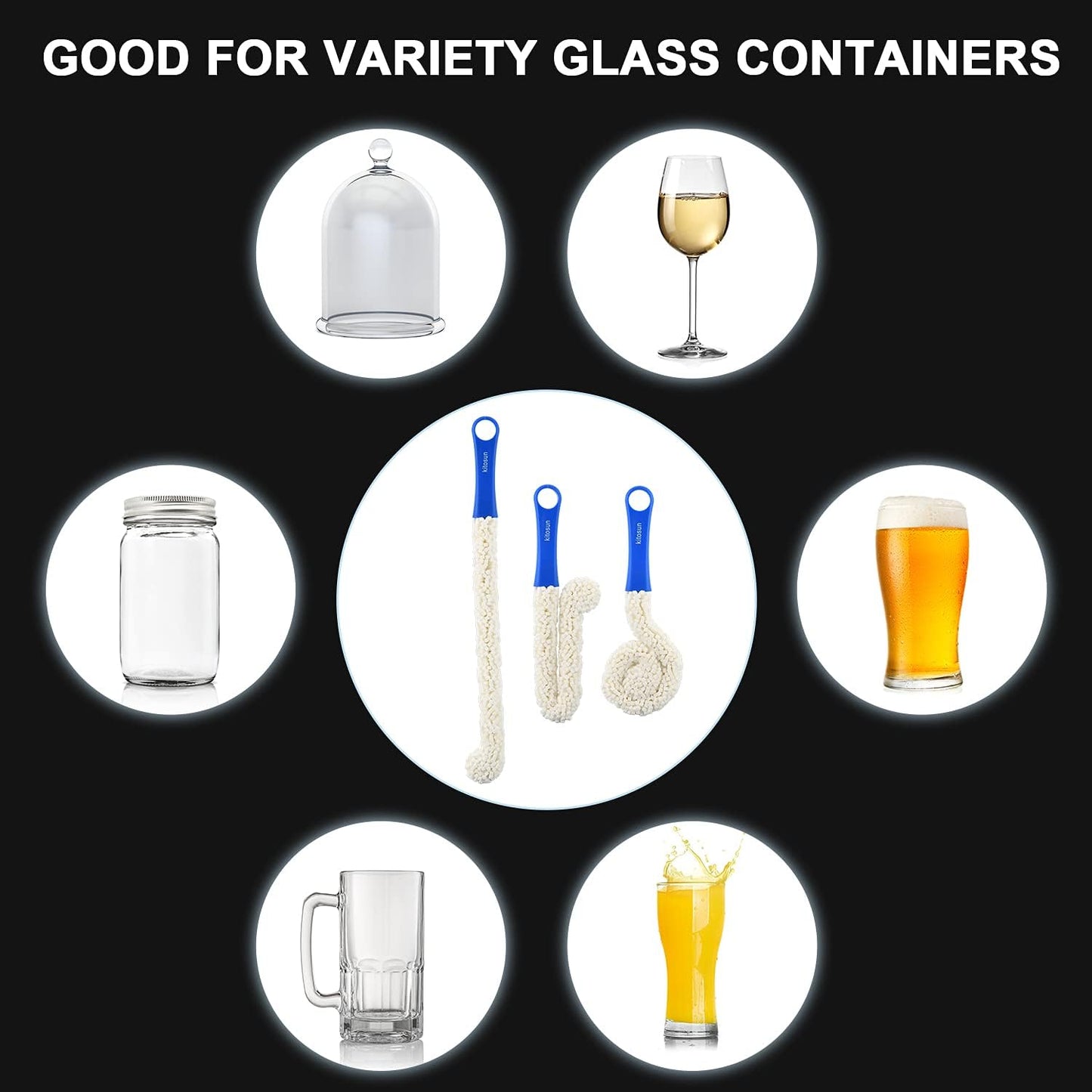Bottle Cleaner 16.7" Bendable Long Foam Brush Cleaning Tools for Hookahs Vases Decanters Wine Bottles Tall Champagne Glassware Wine Goblets Thermoses Martini Glass Humidifiers (2-Pack)