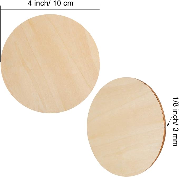 30 Pieces 4" Inch Unfinished Round Wood Discs