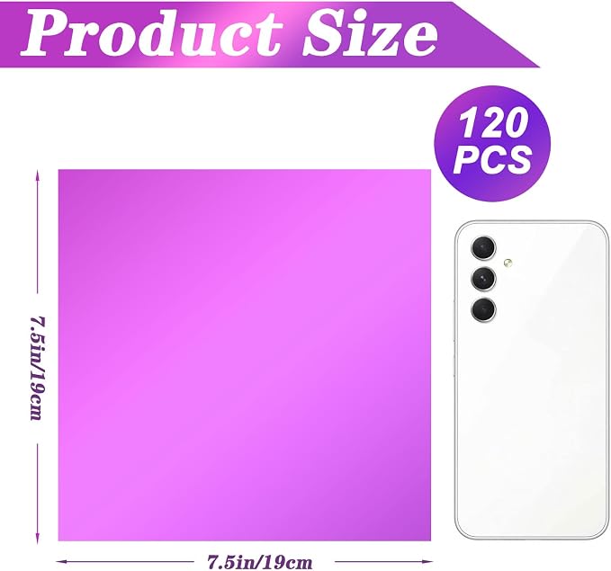 Ahardaim 120Pcs Colored Cellophane Sheets, 7.5 x 7.5 Inch Cellophane Paper