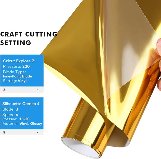 Gatichetta Heat Transfer Vinyl Roll, Metallic Foil Gold Iron On Vinyl 12" X 6ft