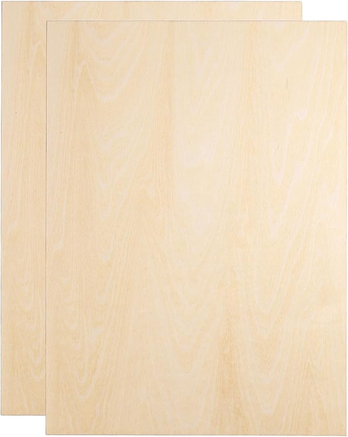 HARFINGTON 2pcs 2mm Basswood Plywood Sheets 12" x 9" x 3/32" Thin Unfinished