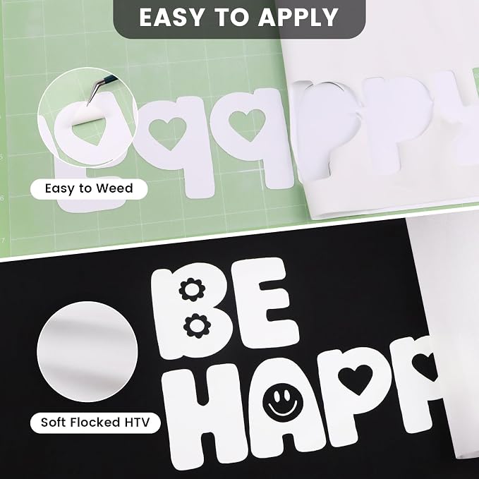 Flocked HTV Heat Transfer Vinyl, Flocked Iron on Vinyl