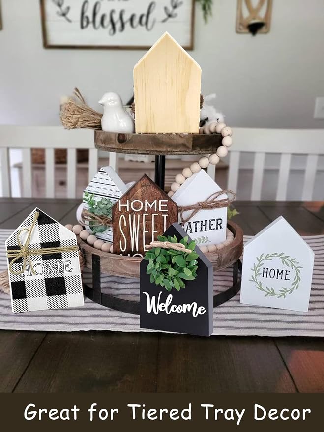 10 Pieces Unfinished House Shaped Wooden Cutouts Rustic Farmhouse Wooden