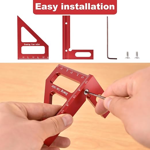 Aleric Imperial 3D Multi Angle Measuring Ruler, High Precision 45/90 Degree
