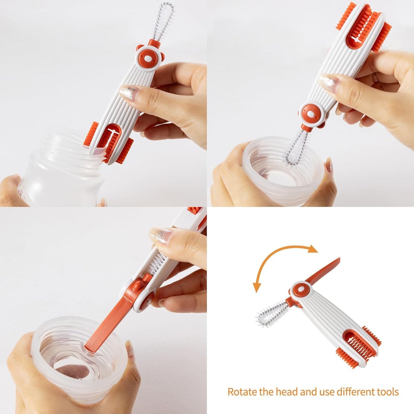 3 in 1 Cup Lid Gap Cleaning Brush Set with 3 Straw Cleaner Brush, Multifunctional Cup Cover Cleaning Brush, Small Cleaning Brushes for Nipple, Water Bottle Lid, Home Kitchen Cleaning Tools, Pack of 6