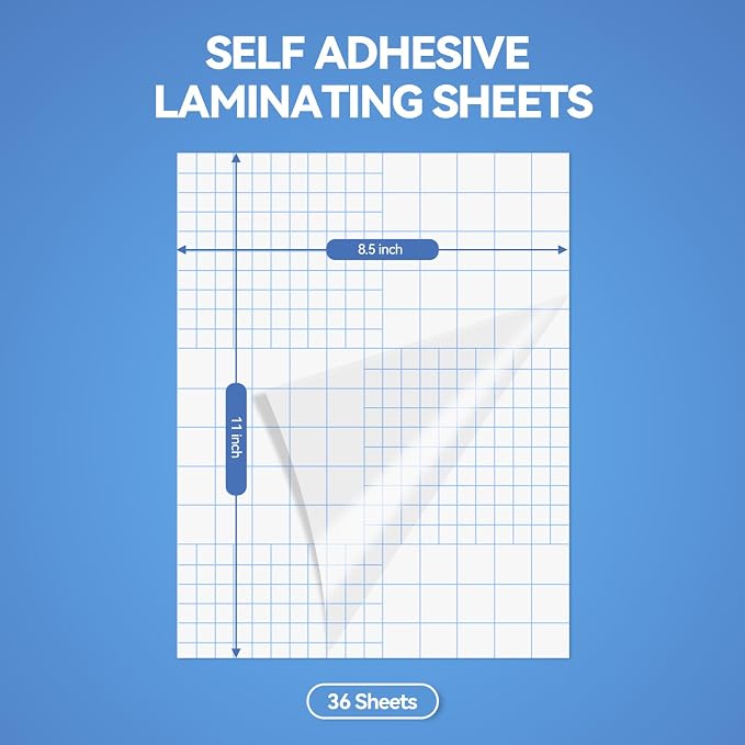 36 Sheets Transparent Laminate Sheets Self Adhesive Laminating Sheets | 8.5x11