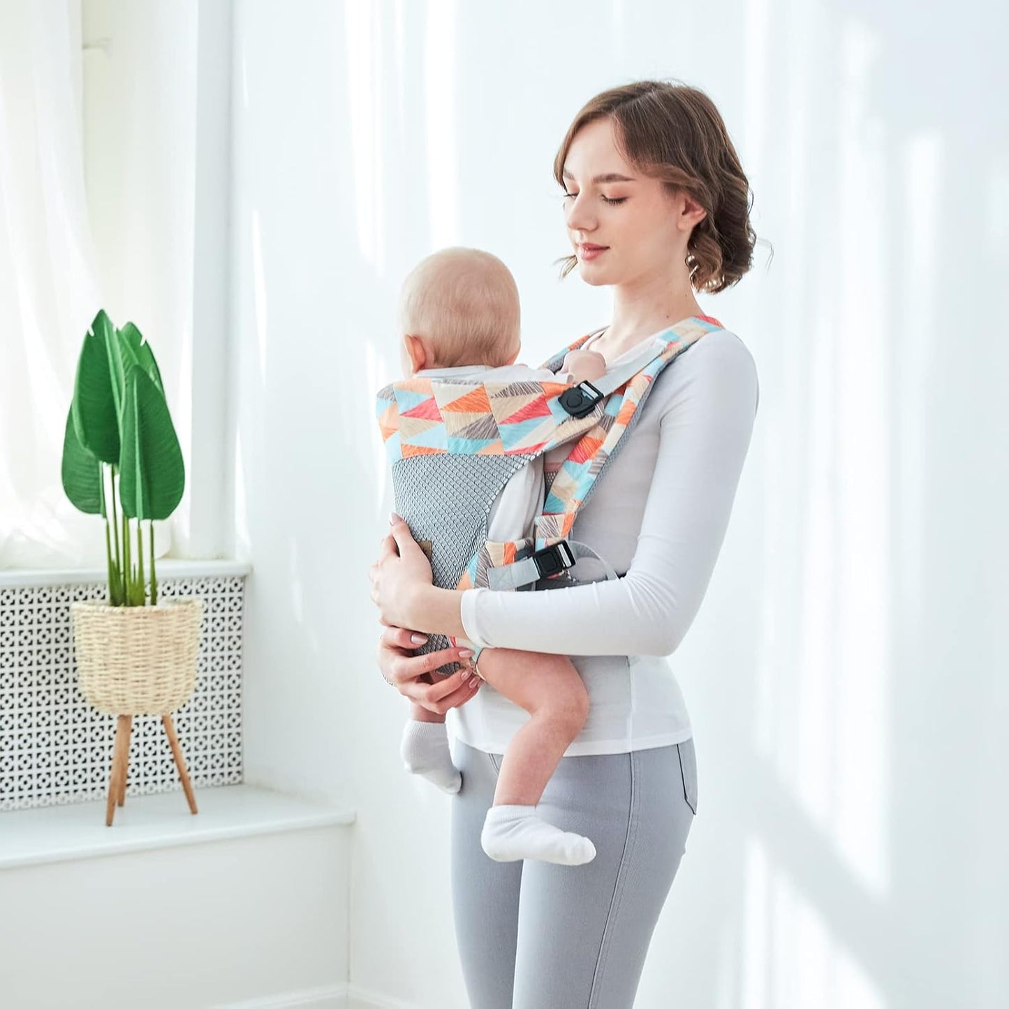 IULONEE Baby Carrier, Embrace Cozy 4-in-1 Infant Carrier Ergonomic Adjustable Holder Portable Convertible Front and Back Backpack Carry for Infants Toddlers Babies Girl and Boy 7-45 Pounds (Colorful)