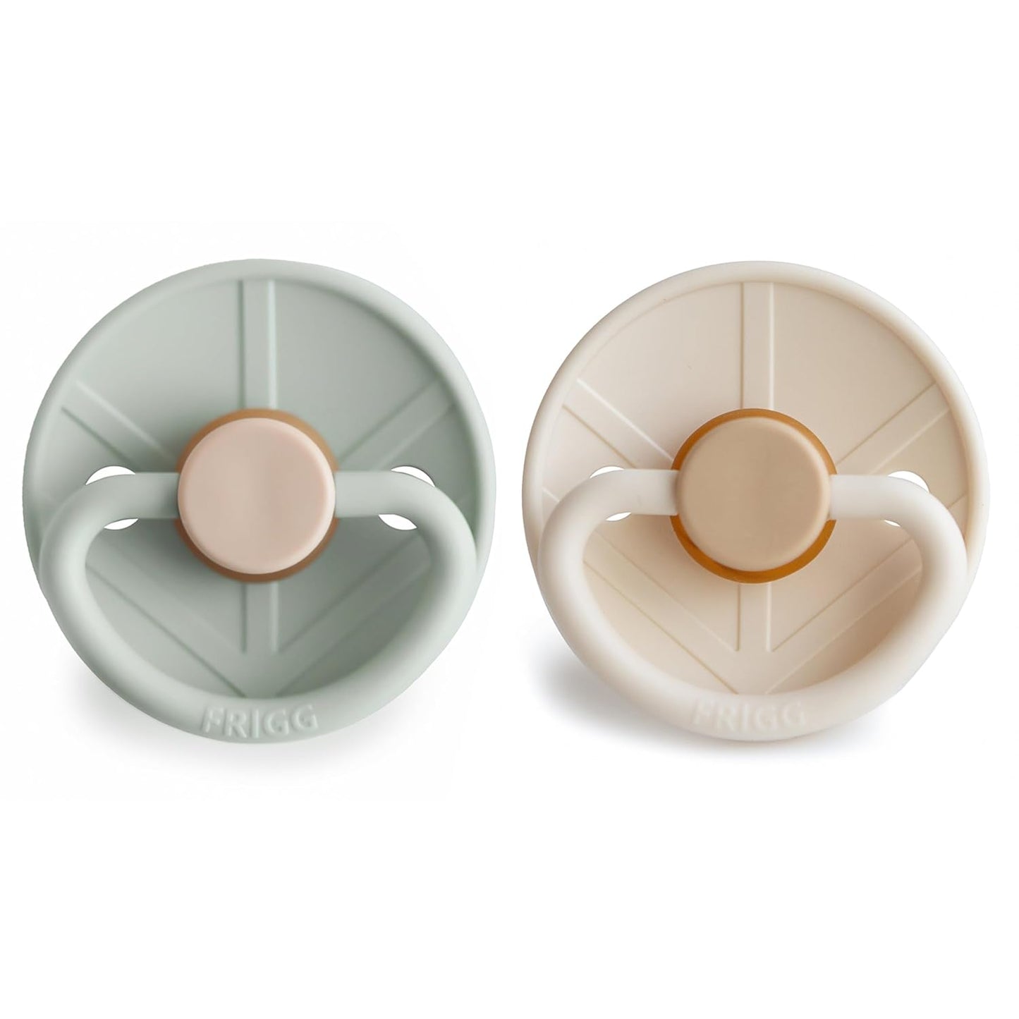 FRIGG Little Viking Natural Rubber Baby Pacifier 2-Pack | Made in Denmark | BPA-Free (Sage/Cream, 6-18 Months)