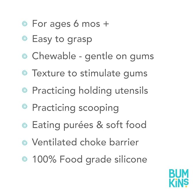 Bumkins Baby Utensils Set, Chewtensils Silicone Spoons for Dipping, Self-Feeding, Baby Led Weaning, Trainer Learning, First Stage Eating, Soft Practice Fork and Spoon, 6 Months, Batman Blue