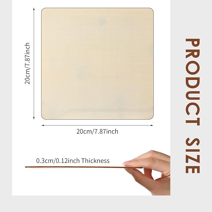 Vicenpal 24 Pcs Basswood Sheets 3 mm Plywood Sheets Unfinished Wood