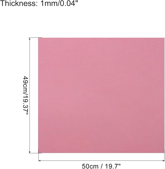 MECCANIXITY EVA Foam Sheets Light Pink 19.7 Inch x 19.3 Inch 1mm Thick Crafts