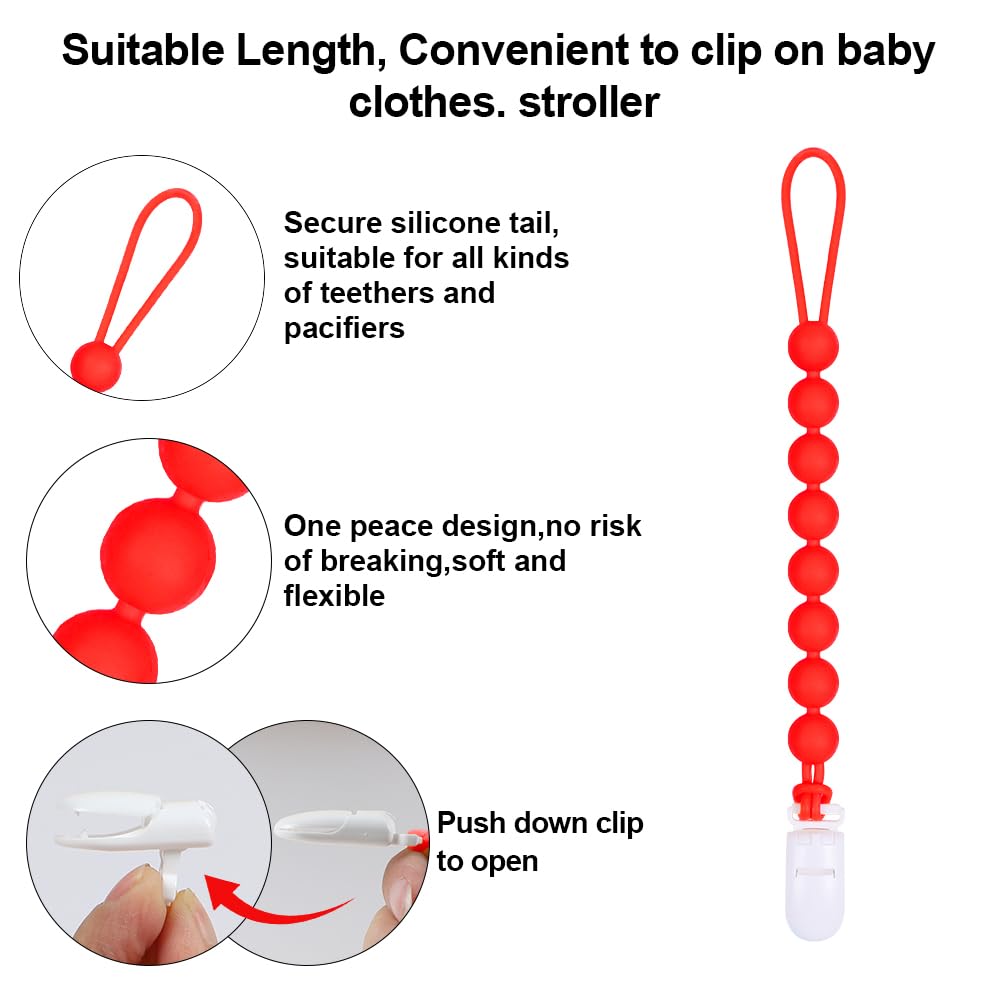 Baby Food Grade Silicone Carrier Vehicle Teether Toy with Pacifier Clip Holder,Teething Toys Gift Set for 3 Months+ Boys and Girls,Freezer Safe,BPA Free. (Fire Truck)