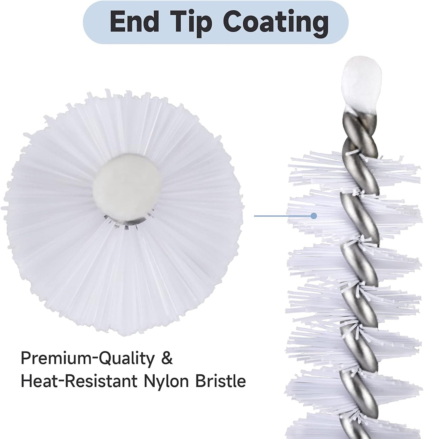 Straw Cleaner Brush Set (4 Pack) - 10 Inch, 4 Diameters for Thin & Smoothie Straws, Heavy-Duty, Comfort Grip Handle