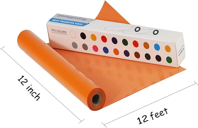 guangyintong Heat Transfer Vinyl Orange HTV Rolls, Glossy Surface Orange HTV