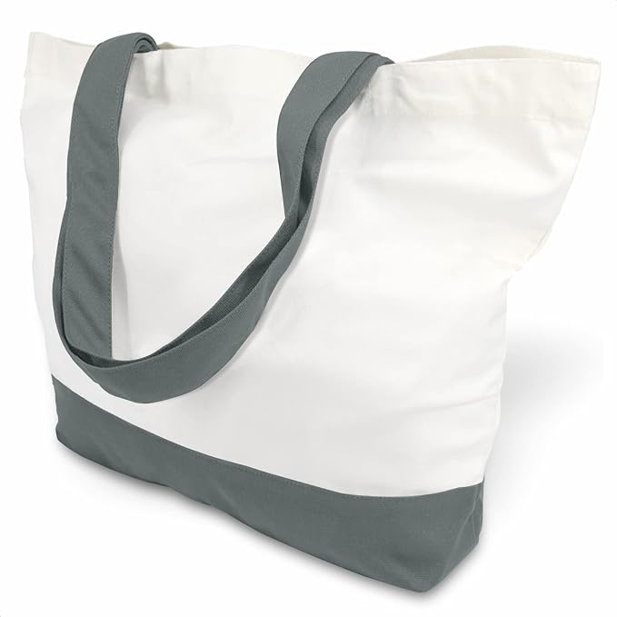 TOPDesign 3-Pack Super Strong Large 12oz Cotton Canvas Tote Bags, Reusable