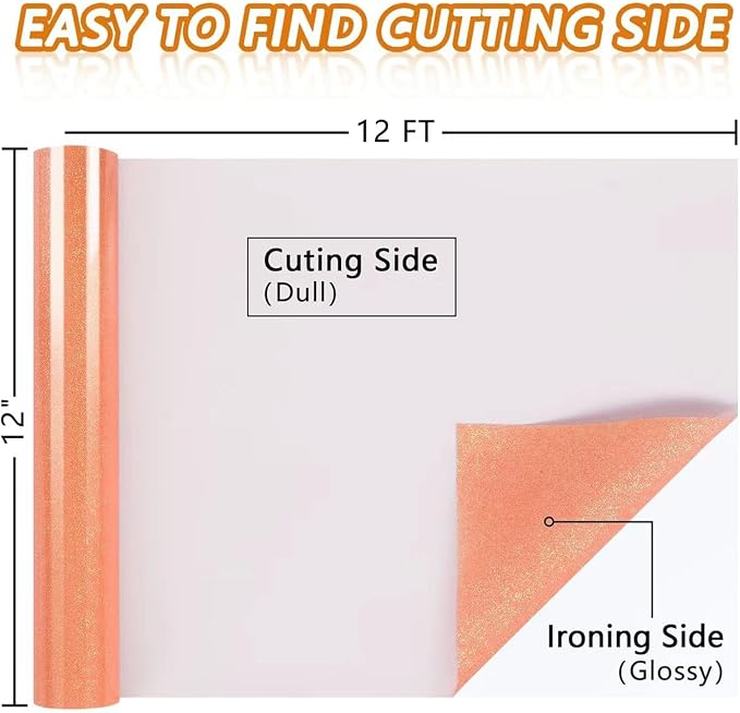 TORC Orange Pink Glitter HTV Heat Transfer Vinyl HTV Rolls