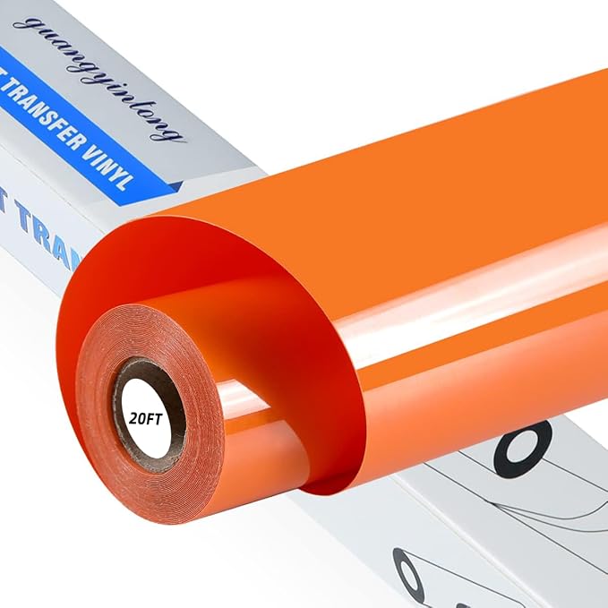 guangyintong Heat Transfer Vinyl Orange HTV Rolls, Glossy Surface HTV Vinyl