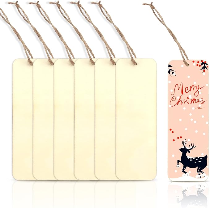 100 Sets 6 x 2 Inch Large Size Wooden Bookmarks