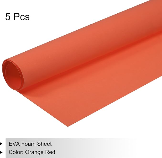 MECCANIXITY EVA Foam Sheets Orange Red 19.7 Inch x 19.7 Inch 1mm Thick Crafts