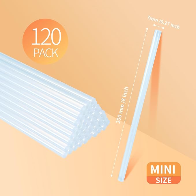 MATUFF Mini hot Glue Gun Sticks – 120 Pcs Clear hot Glue Sticks Dia 0.27” x 8”