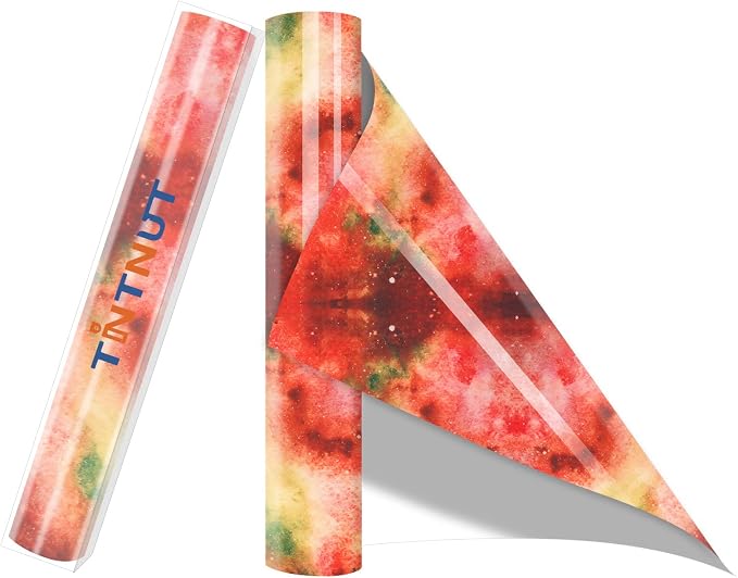 Tintnut Orange Galaxy Glow in the Dark HTV Vinyl Roll, stretch washable