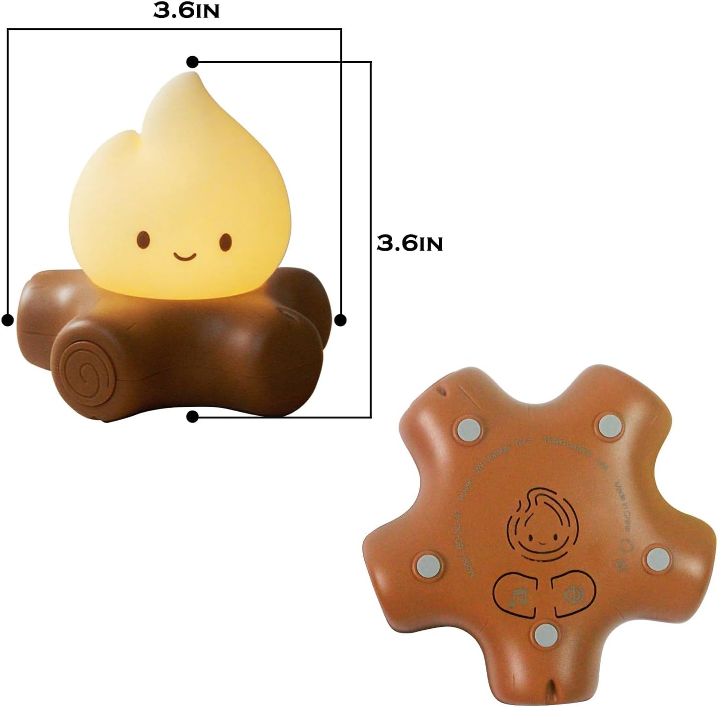 Cute Fake Campfire Lamp with White Noise, 5 Soothing Sounds & Flickering Flame Light, Rechargeable Portable Night Light for Sleep, Relaxation, Camping Decor & Gifts (White Noise Version)